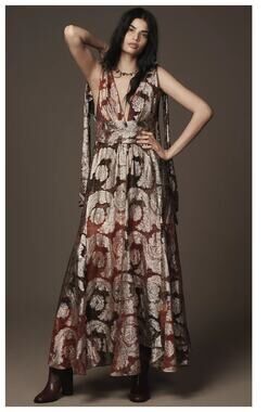 NWT Farm Rio Sleeveless V-Neck Jacquard Lurex A-Line Maxi Dress Size XL